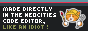 button with the neocities logo and text that reads 'made directly in the neocities code editor, like an idiot!'